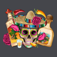 Mexican Skull Sombrero Tequila Bottle Paper Roses Long Sleeve Tee | Teevron