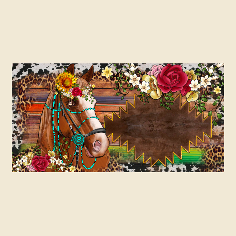 Western Turquoise Gemstone Horse Cowhide Leopard Floral Background Lic Ladies Tee by Artiststas | Teevron