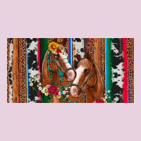 Western Horses Gemstone Horse Cowhide Leopard Floral Background Licens Ladies Tee | Teevron