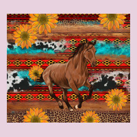 Western Horse And Sunflowers Cowhide Leopard With Aztec Ladies Tee | Teevron