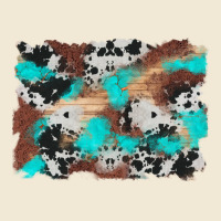 Western Cowhide Turquoise And Wood Background Ladies Tee | Teevron