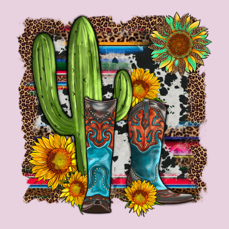 Western Cactus With Cowboy Boots And Sunflowers Ladies Tee by Artiststas | Teevron