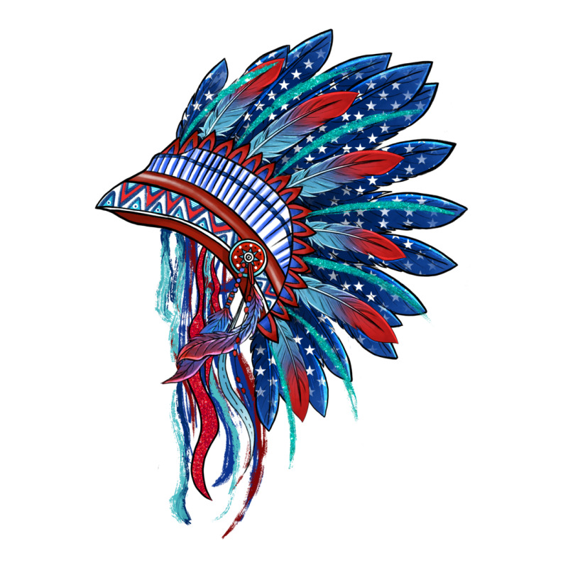 Indian Headdress With American Flag Premium Tee by BarkalooDesign | Teevron