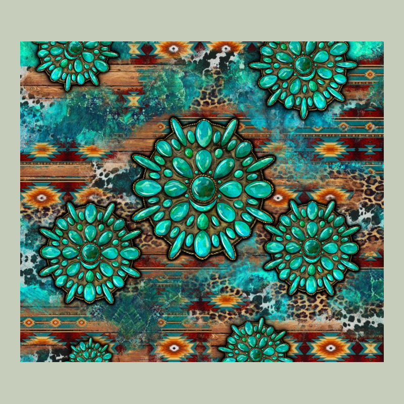 Gemstone Turquoises Aztec Leopard Cowhide Ladies Tee by Artiststas | Teevron