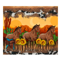western horses and  sunset with sunflowers | Teevron