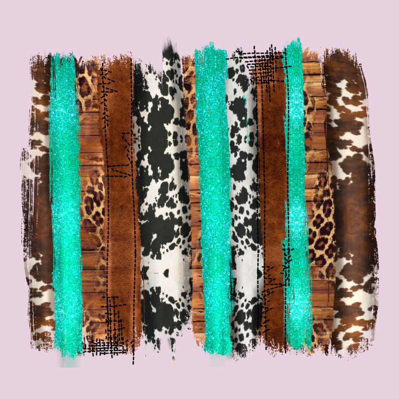 Western Cowhide Wood And Turquoise Glitter Brushstrokes Ladies Tee by Artiststas | Teevron