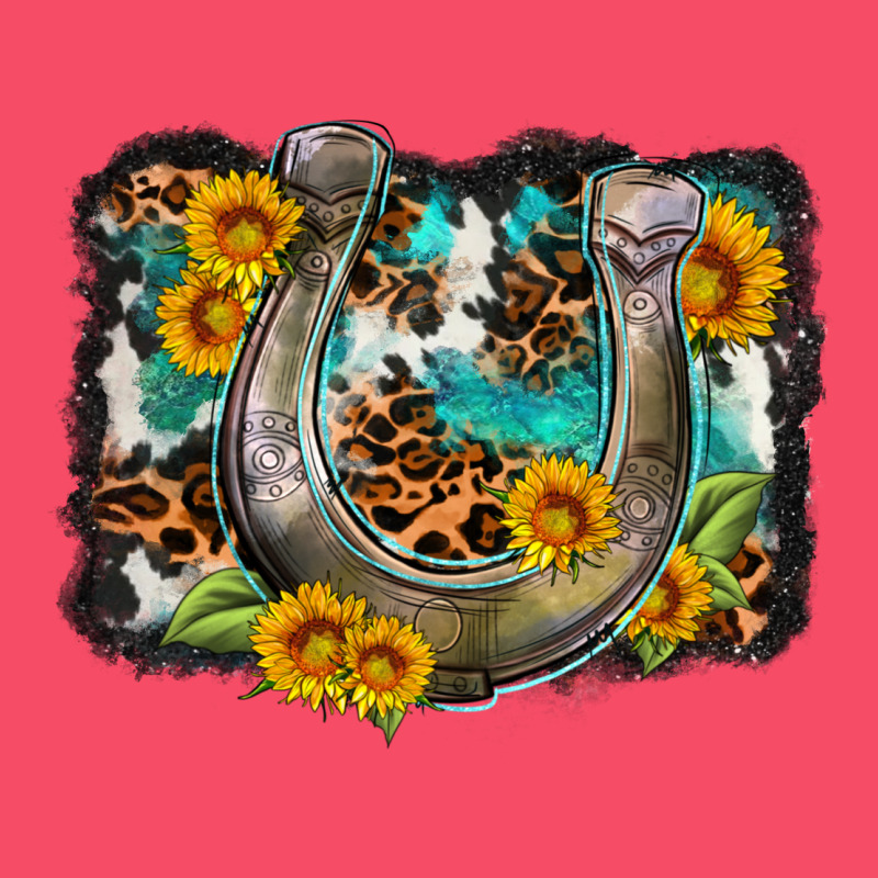 Western Leopard Cowhide Turquoise Background Horse Premium Sweatshirt by OliviaCreatesArt | Teevron