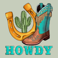 Howdy Turquoise Cowboy Boots Horseshoe Ladies Tee | Teevron