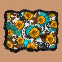 Cowhide  Turquoise Sunflowers Pattern Olivia Heavyweight Hoodie | Teevron