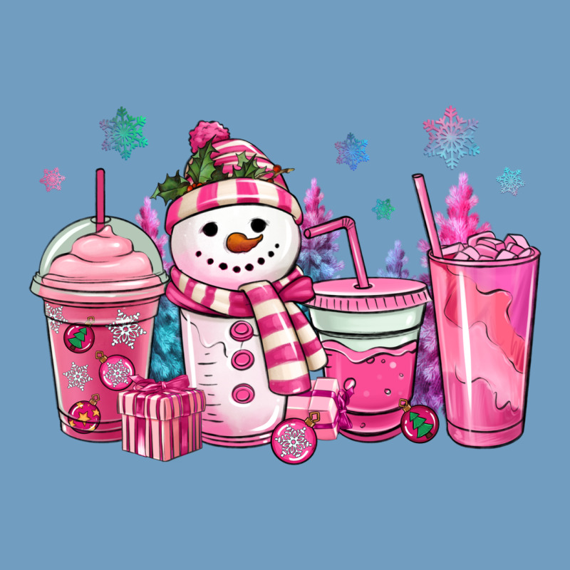 Pink Christmas Snowman Coffee Cups Urban Heavy Tee by MaliasSmallBusiness | Teevron