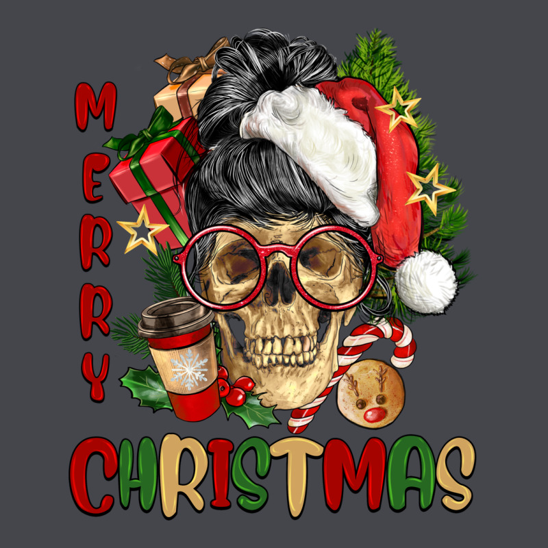 Merry Christmas Skeleton Messy Bun Classic Tee by NancyCooperArtShop | Teevron