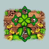 Western Shamrock Cross Leopard Background Heavy Core Tee | Teevron