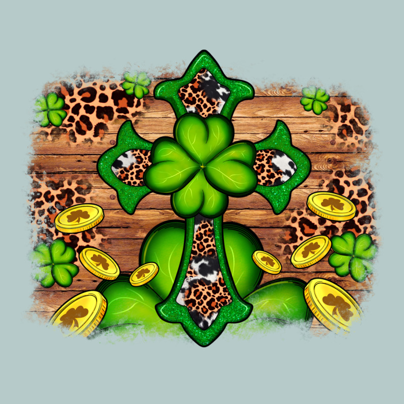 Western Shamrock Cross Leopard Background Heavy Core Tee by Artiststas | Teevron
