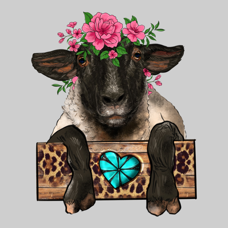 Suffolk Ewe Peeking With Floral Headdress Premium Tee by BarkalooDesign | Teevron