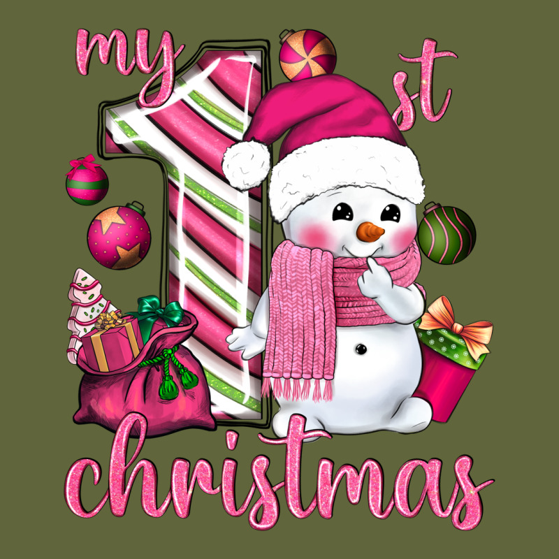My 1st. Pink Christmas With Cute Snowman Classic Tee by NancyCooperArtShop | Teevron