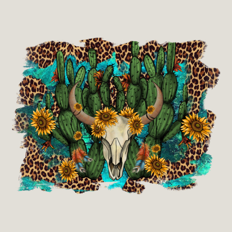 Leopard Bull Skull Cactus Sunflowers Heavy Core Tee by AdoDesignShop | Teevron