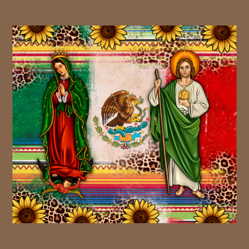 Mexico Flag Our Lady Of Guadalupe San Judas Sunflower Premium Tee by JahusDesignShop | Teevron