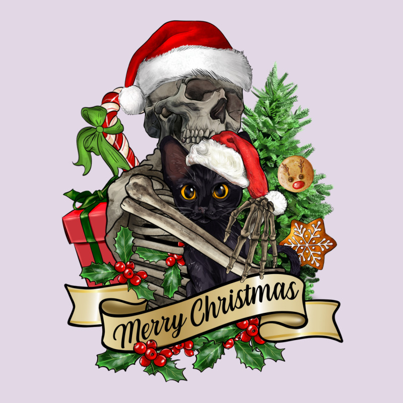 Merry Christmas Skeleton With Black Cat Classic Tee by NancyCooperArtShop | Teevron