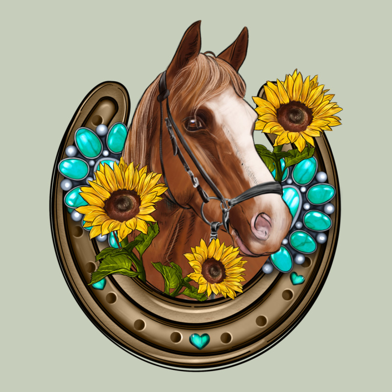 Western Horseshoe Horse Sunflowers Gemstone Ladies Tee by Artiststas | Teevron