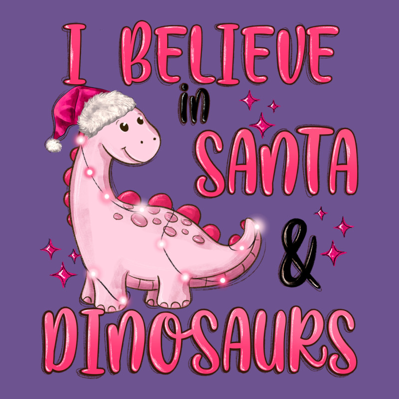 I Believe In Santa & Dinosaurs Pink Vintage Tee by MaliasSmallBusiness | Teevron