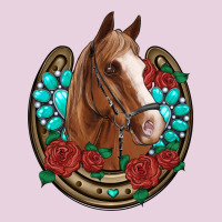 Western Horseshoe Horse Roses Gemstone Ladies Tee | Teevron