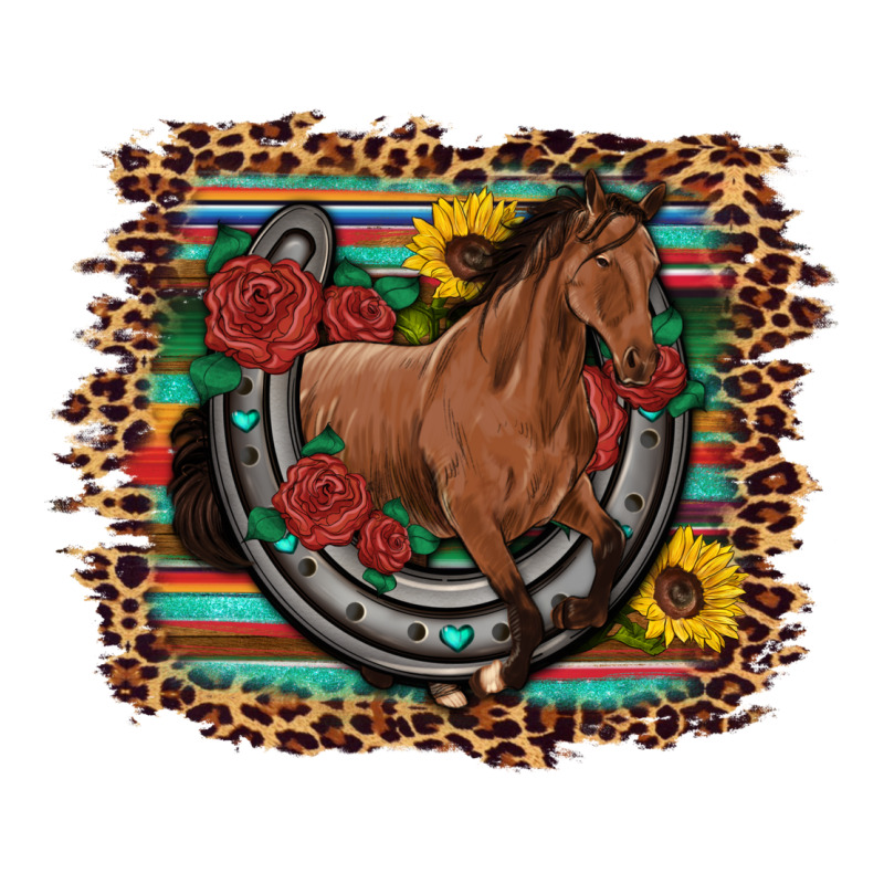 Western Horse Horseshoe Roses Sunflowers Serape Leopard Ladies Tee by Artiststas | Teevron