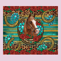 Western Horse Horseshoe Roses Gemstones Glitter Wooden Ladies Tee | Teevron