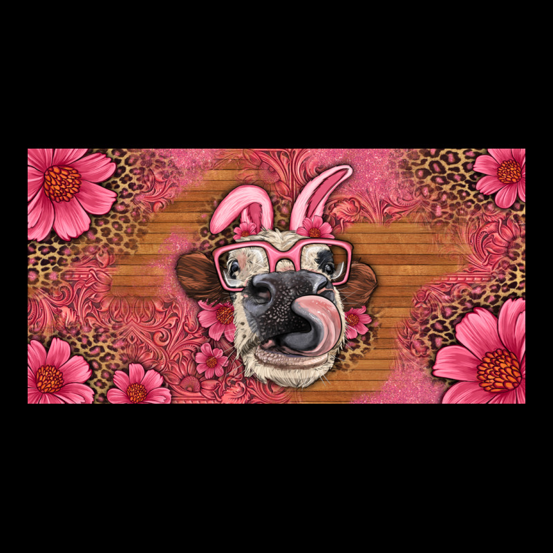 Easter Heifer With Bunny Ears And Glasses License Plate Heavy Core Tee by Artiststas | Teevron