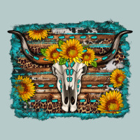 Longhorn Bull Skull Western Turquoise Background Heavy Core Tee | Teevron