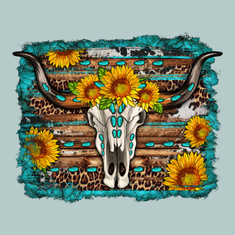 Longhorn Bull Skull Western Turquoise Background Heavy Core Tee by Artiststas | Teevron