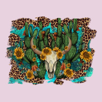 Leopard Bull Skull Cactus Sunflowers Ladies Tee | Teevron