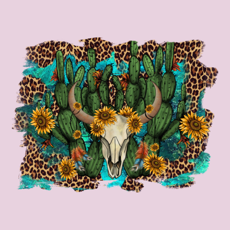Leopard Bull Skull Cactus Sunflowers Ladies Tee by AdoDesignShop | Teevron
