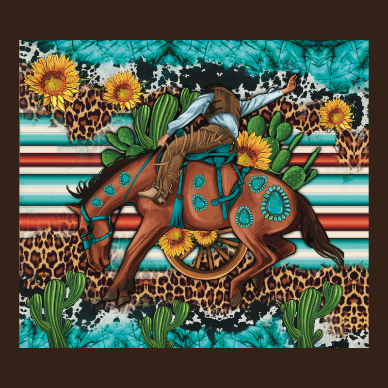 Bucking Bronco Cowboy Rodeo Cactus And Sunflowers Heavy Core Tee by Artiststas | Teevron