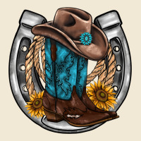 Western Horseshoe Boots Hat Rope Sunflower Ladies Tee | Teevron