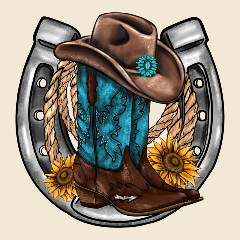 Western Horseshoe Boots Hat Rope Sunflower Ladies Tee by AdoDesignShop | Teevron