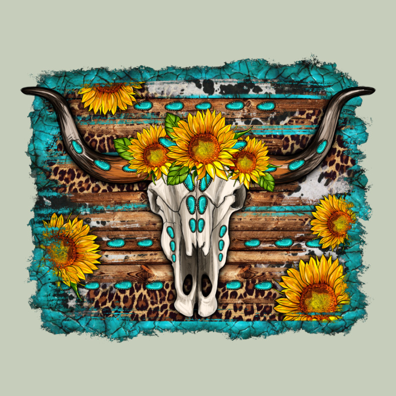 Longhorn Bull Skull Western Turquoise Background Ladies Tee by Artiststas | Teevron