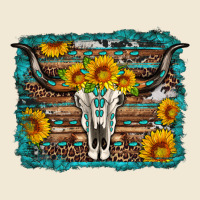 Longhorn Bull Skull Western Turquoise Background Ladies Tee | Teevron