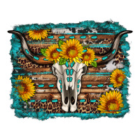 longhorn bull skull western turquoise background | Teevron