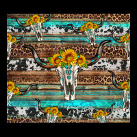 Longhorn Bull Skull Cowhide Leopard Turquoise Ladies Tee | Teevron
