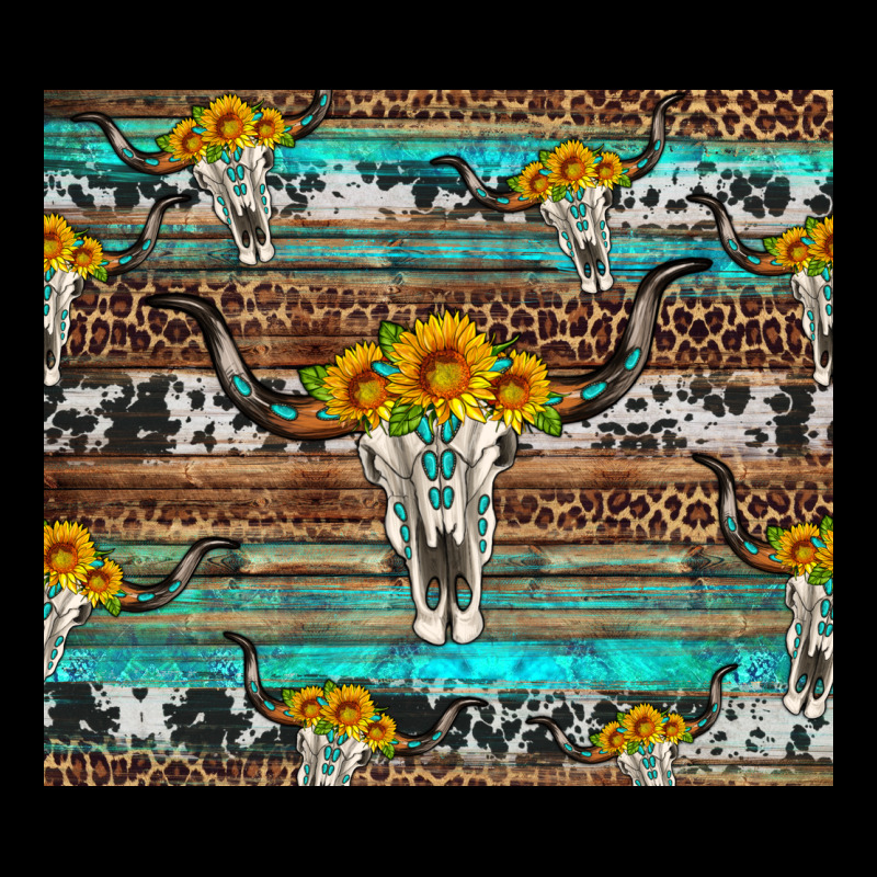 Longhorn Bull Skull Cowhide Leopard Turquoise Ladies Tee by Artiststas | Teevron