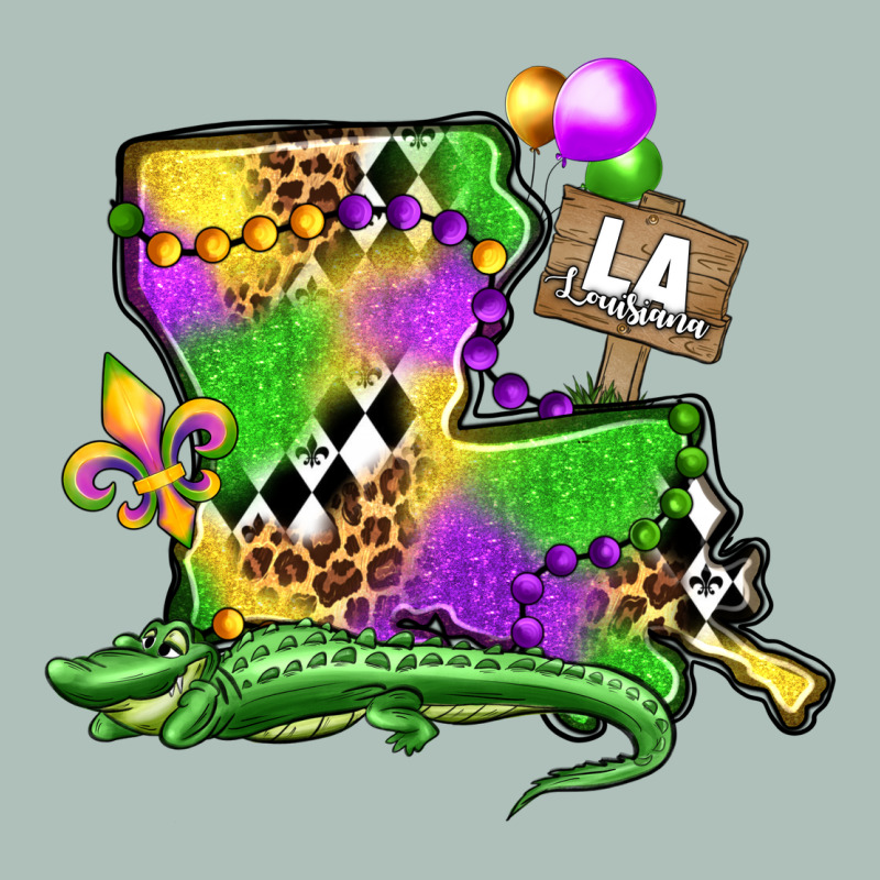 Louisiana Map Alligator Mardi Gras Olivia Heavyweight Hoodie by OliviaCreatesArt | Teevron