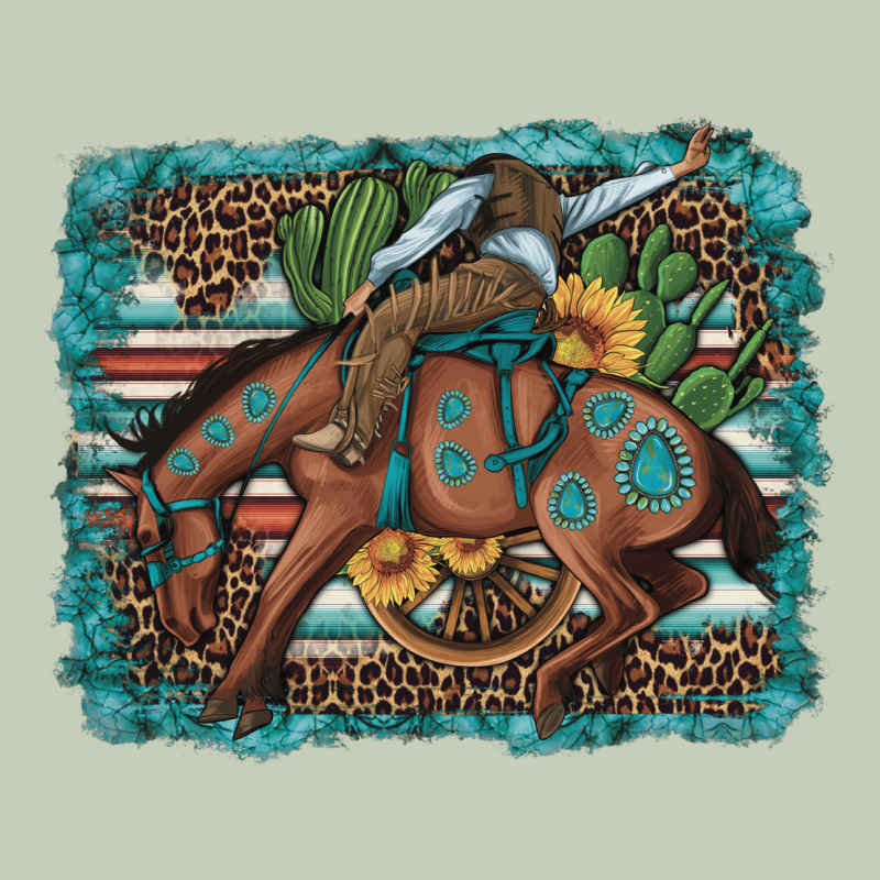 Bucking Bronco Cowboy Rodeo Cactus And Sunflowers Ladies Tee by Artiststas | Teevron