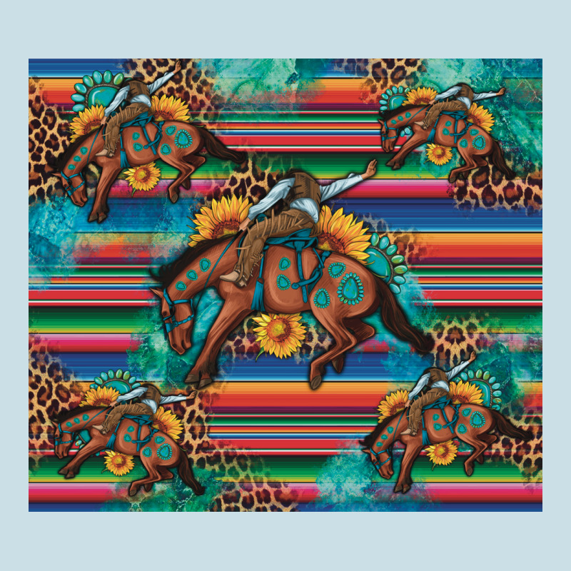 Bucking Bronco Serape Turquoise Ladies Tee by Artiststas | Teevron