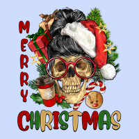 Merry Christmas Skeleton Messy Bun Urban Heavy Tee | Teevron