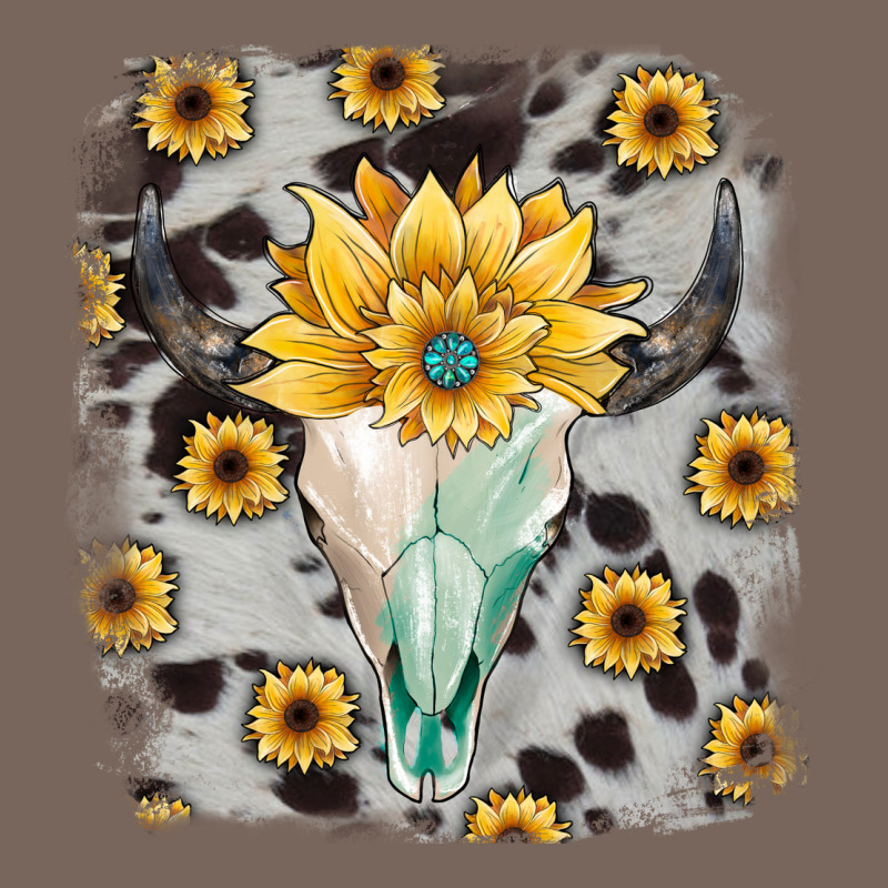 Cowhide Sunflower Gemstone Bull Skull Premium Hoodie by JahusDesignShop | Teevron