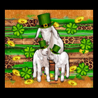 St Patricks Goat Family Shamrock Gold Serape Leopard Glitter Wooden Tu Ladies Tee | Teevron