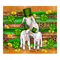 st patricks goat family shamrock gold serape leopard glitter wooden tu | Teevron