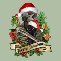 Merry Christmas Skeleton With Black Cat Urban Heavy Tee | Teevron