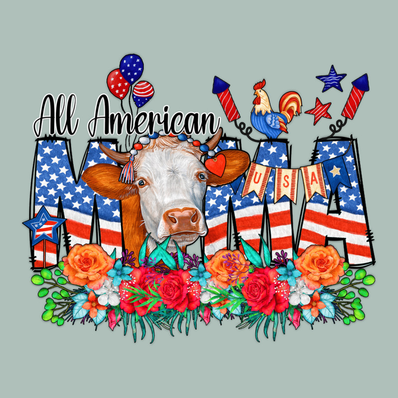 All American Mama Cow Flowers Heavyweight Hoodie by CowCowDesign | Teevron
