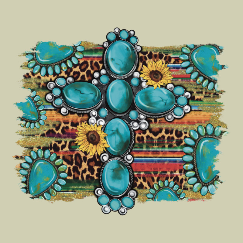Western Gemstone Cross Sunflowers Serape Leopard Glitter Heavy Core Tee by Artiststas | Teevron